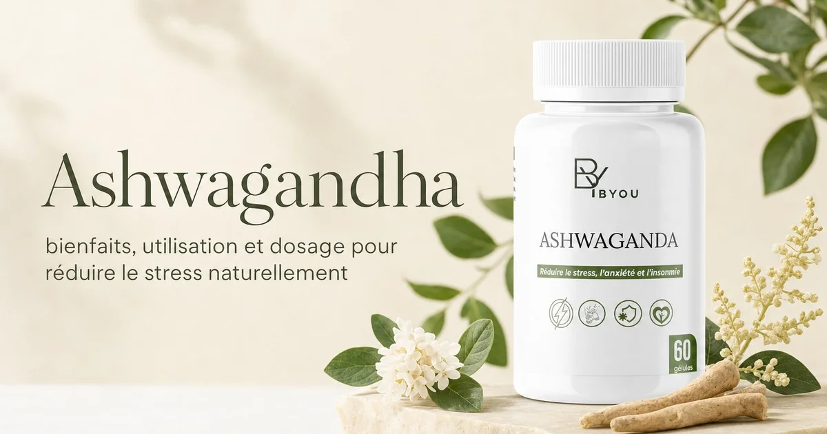 Gélules d'ashwagandha dosées à 300 mg pour réduire le stress naturellement