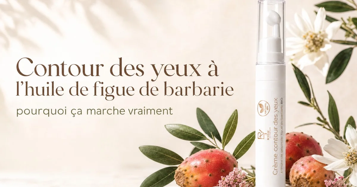 Crème contour des yeux à l'huile de pépin de figue de barbarie bio appliquée sur le contour de l'œil