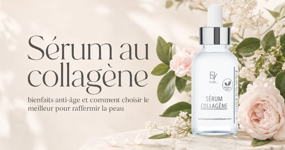 Sérum au collagène anti-âge appliqué sur le visage pour raffermir la peau