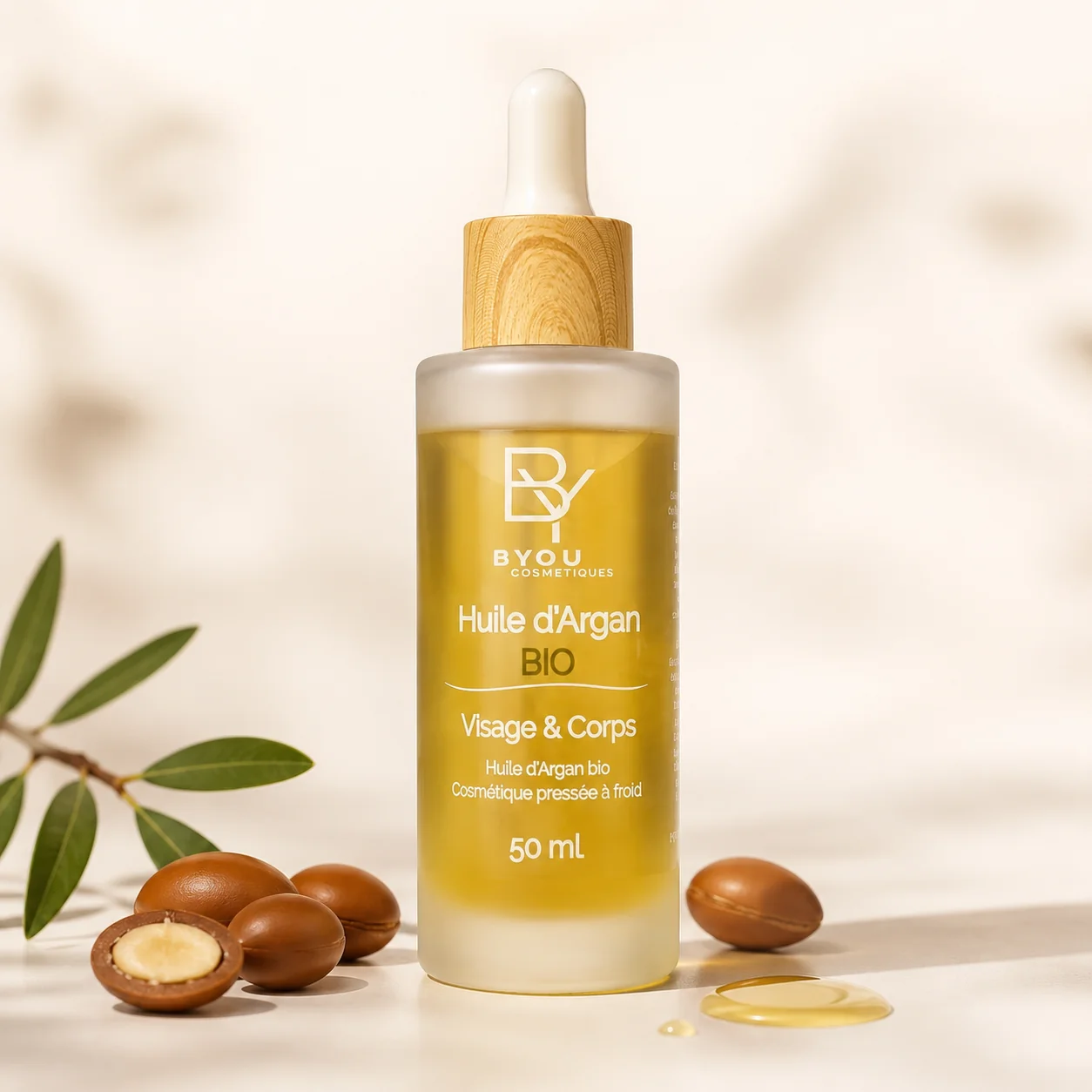 Huile d'Argan Bio | Soin Cheveux et Visage | 100% Pure du Maroc — cosmétique naturel Byou