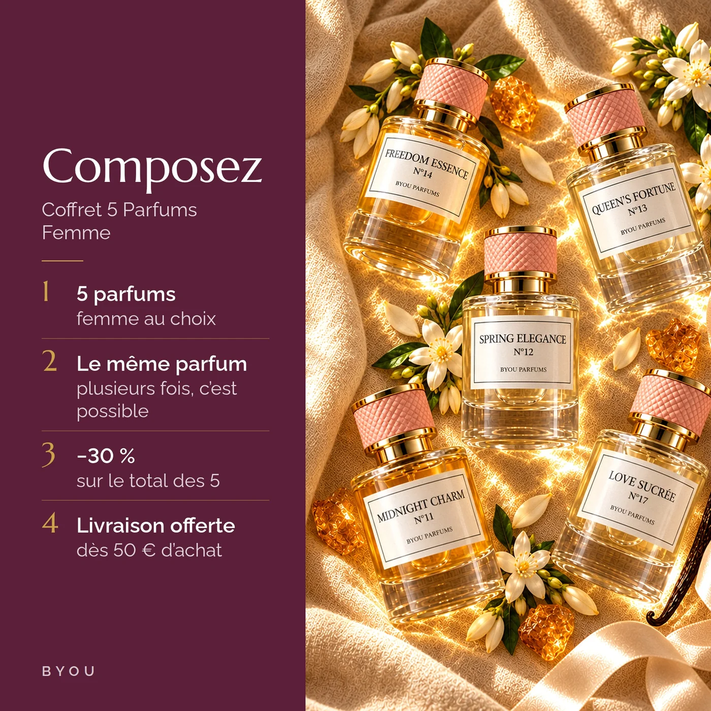Composez votre Coffret 5 parfums femme Byou : -30 % sur le total