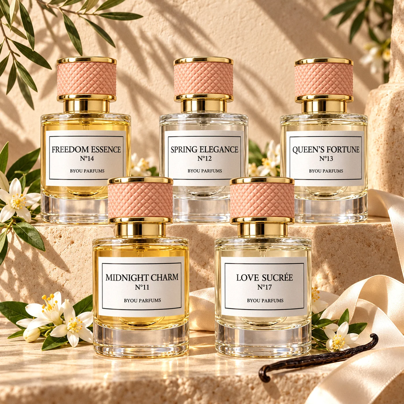 Coffret 5 parfums femme Byou sur pierre sable