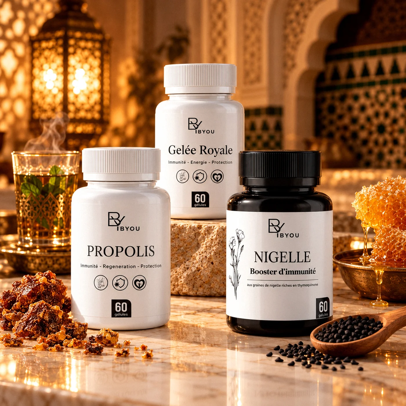 Coffret Défenses Hiver Byou : compléments propolis, gelée royale et nigelle