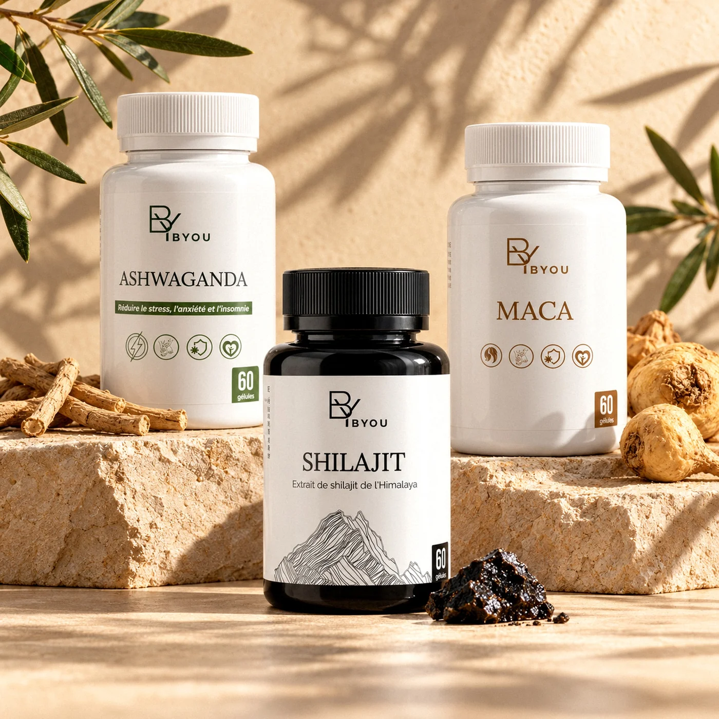 Coffret Vitalité Sportif Byou sur pierre sable