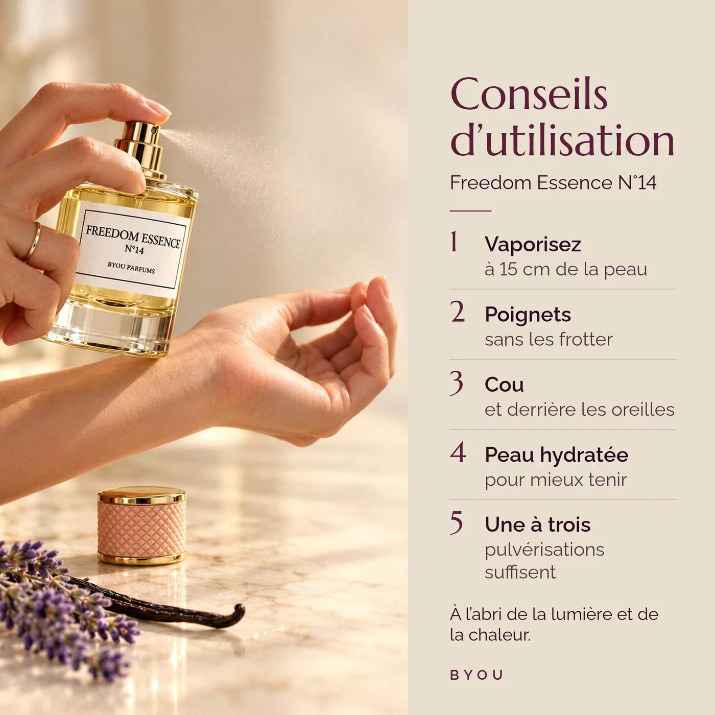 Conseils d'application du parfum Freedom Essence N°14 sur les poignets