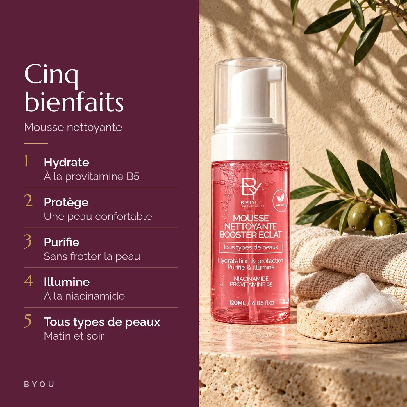 Les bienfaits de la mousse nettoyante visage : hydrate, protège, purifie, illumine, tous types de peaux