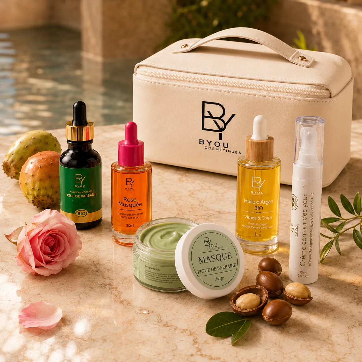 Coffret Anti-Rides — Huiles Précieuses, Contour des Yeux & Trousse
