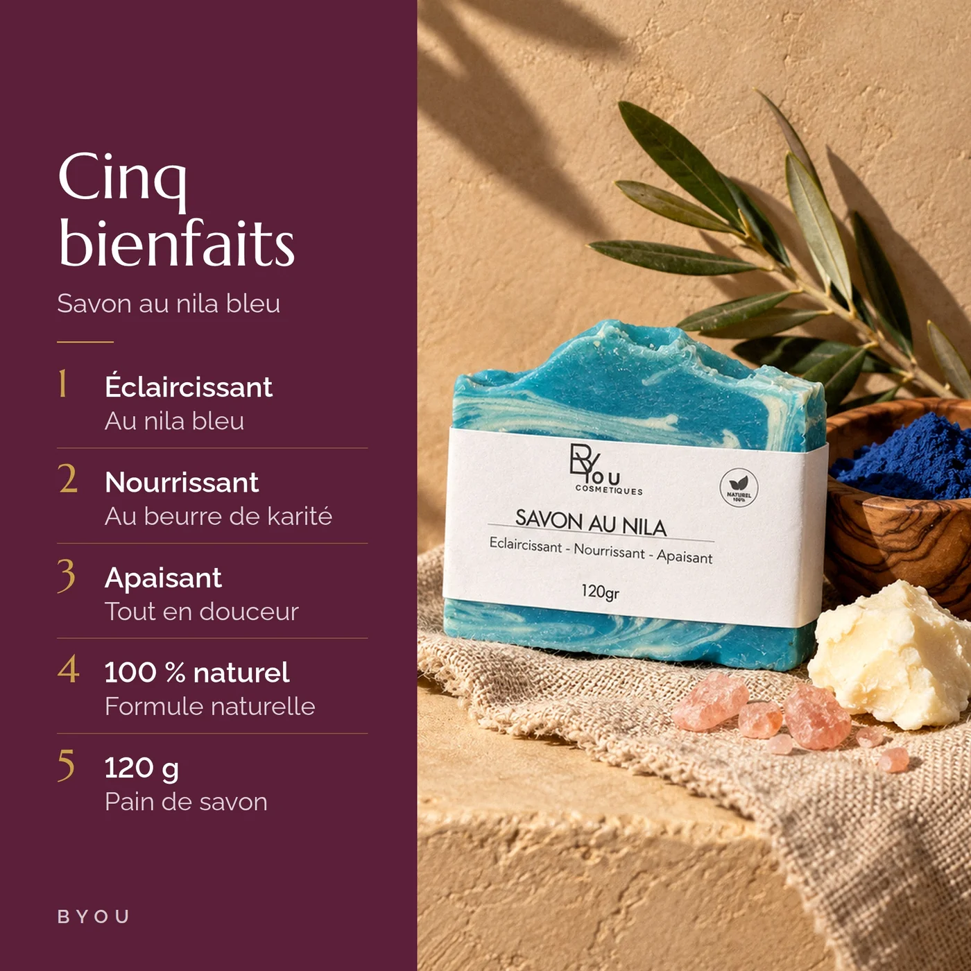 Les bienfaits du savon au nila bleu : éclaircissant, nourrissant, apaisant, 100 % naturel