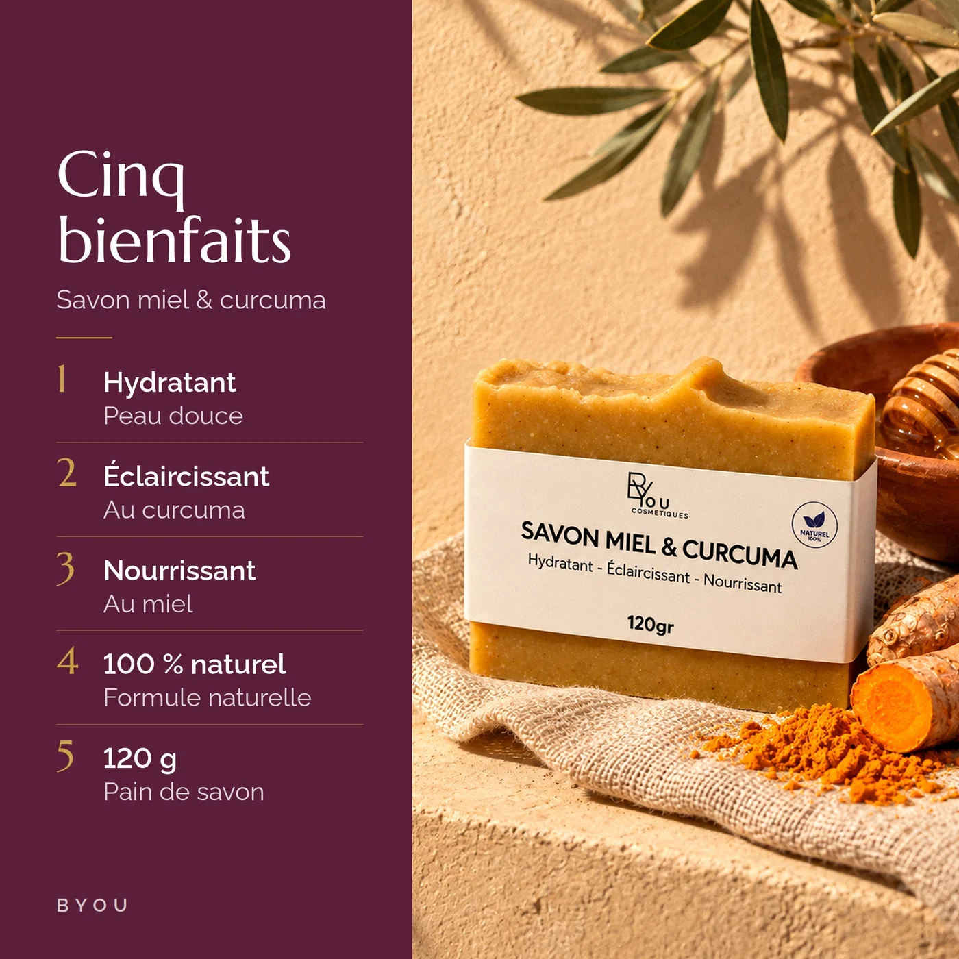 Les bienfaits du savon miel et curcuma : hydratant, éclaircissant, nourrissant, 100 % naturel