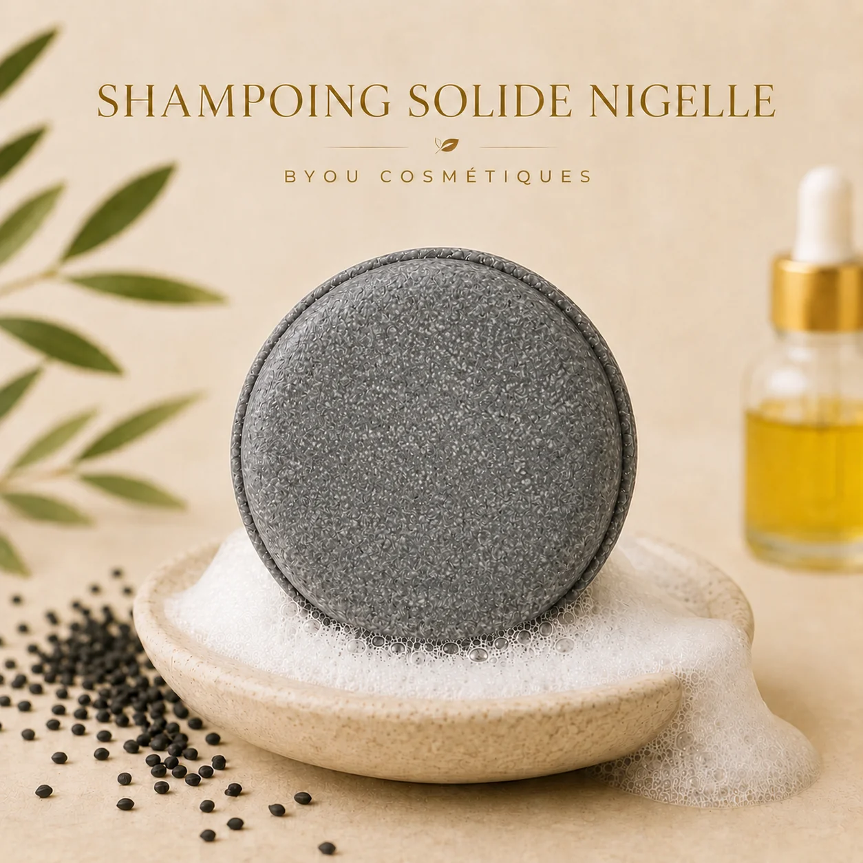 Shampooing solide Nigelle — cosmétique naturel Byou