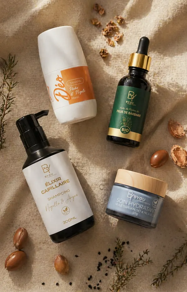 Cosmétiques naturels et bio Byou — huile de figue de barbarie, huile d'argan, sérums et shampoings naturels